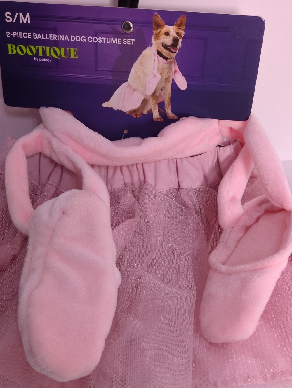 NWT Bootique 2-Piece Pink Ballerina Dog Costume Set S/M Tutu & Ballet Slippers